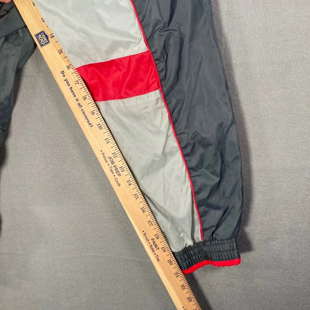 Citi‎ Slicka XL Mens Gray Red White Nylon Hooded Windbreaker Jacket. VTG 90s Y2K
